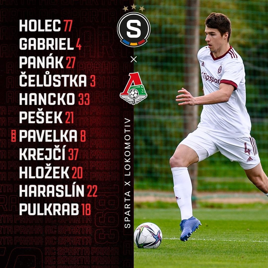 1️⃣1️⃣ SESTAVA | Do utkání proti Lokomotivu Moskva vyběhneme ve složení:

? Holec - Gabriel, Panák, Čelůstka, Hancko - Pešek, Pavelka, LK37, Hložek, Haraslín - Pulkrab. 

? Přímý přenos startuje od 16:00 na live.sparta.cz! #acsparta